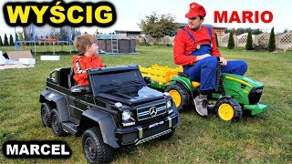 Mercedes G63 AMG 6x6 vs Traktorek JOHN DEERE  WYĹšCIG Z MARIO  autko na akumulator [upl. by Shiekh]