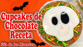 Cupcakes de Chocolate Receta  Especial para Día de los Muertos [upl. by Wynny646]