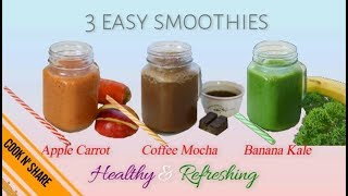 Three Healthy Smoothies  Diet Friendly [upl. by Aicnerolf]