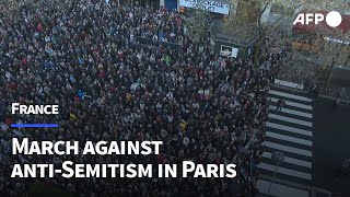 March against antiSemitism arrives near French Senate  AFP [upl. by Haissem495]