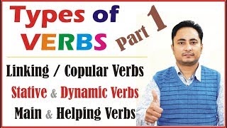 Verbs in English Grammar  All Types  Linking Copular Stative Dynamic Irregular Regular Transitive [upl. by Sikorski]