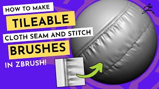 How to create PERFECTLY TILEABLE SEAM and STITCHES Brushes in Zbrush  Full Process Step by Step [upl. by Yolane]