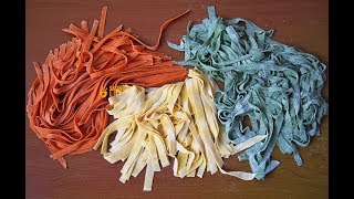 Homemade multicolored pasta tricolore tagliatelle Obojeni široki rezanci  Sašina kuhinja [upl. by Dreddy]