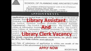 Junior Library amp Information Assistant 03posts at SPA New Delhi  New Librarian Vacancy 2024 [upl. by Nedyarb]