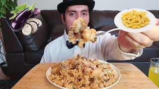 EGGPLANT PASTA FUSILLI AND PARMESAN CHEESE MUKBANG EATING SHOW [upl. by Samal]