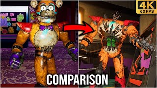 FNAF Security Breach Animatronics Vs Ruin DLC Animatronics Model Comparison 4k60fps [upl. by Ayotac]