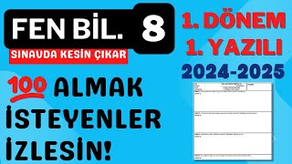 8 Sınıf Fen Bilimleri 1 Dönem 1 Yazılı 2024 2025 Açık Uçlu Sorular [upl. by Etteniotna]