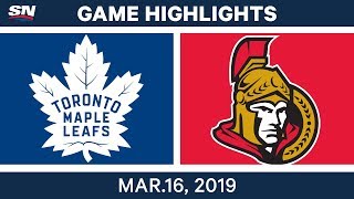 NHL Highlights  Maple Leafs vs Senators – Mar 16 2019 [upl. by Dnalro632]