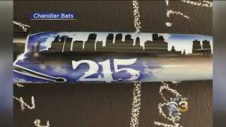 Customized Home Run Derby Bat For Rhys Hoskins [upl. by Lyrahc]