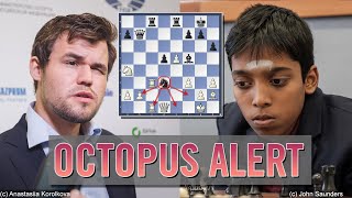 OCTOPUS ALERT  Magnus Carlsen vs Praggnanandhaa R  Airthings Masters 2022 [upl. by Dnalon485]