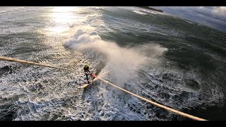 Wave Kitesurfing Munkerup just before rain and thunder 2019 3 camera setup with Quark stabilizer 2K [upl. by Ennaeiluj]