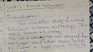 Animal Behaviour unit 1 DSE 1  semester 5 bsczoology  zoology  biology zoologynotes  notes [upl. by Draner]