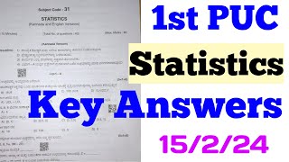 1st PUC Statistics Key Answer 2024Shivamurthysacademy1stpucexam2024 [upl. by Ebba]