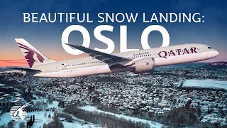 Beautiful Snow Landing in Oslo Norway 4K [upl. by Rubie]