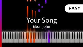 Your Song  Elton John EASY Piano Tutorial  Sheet Music [upl. by Annol700]