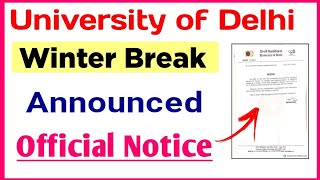 Delhi University Winter Break Announced 2023  DU Winter Break Announced because air Pollution Delhi [upl. by Nahoj]