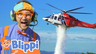 Blippi Explores a Firefighting Helicopter  Learning Vehicles For Kids  Educational Videos for Kids [upl. by Avruch]