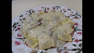 Raviolis con salsa cremosa de champiñones [upl. by Ahsikam]