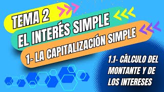 MATEMÁTICAS FINANCIERAS 21 CAPITALIZACIÓN SIMPLE CÁLCULO DEL MONTANTE Y DE LOS INTERESES [upl. by Blain]