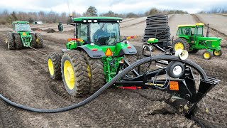 Laying Tile with New Tractor amp SoilMax Plow Start to Finish [upl. by Mikah]