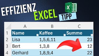 Excel Hack Kommagetrennte Zahlen in einer Zelle summieren [upl. by Elwyn259]