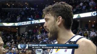 Marc Gasol game winning tipin  postgame interview  Thunder  Grizzlies  20130320 [upl. by Nakah392]