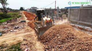 Greatest Process Activities Bulldozer amp Grader Pushing Red Gravel Making Village Roads Skills Worker [upl. by Mosnar790]