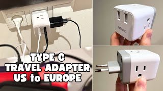 European Plug Adapter  Trond Type C US to Europe Travel Adapter Demo  Review [upl. by Neelahtak]