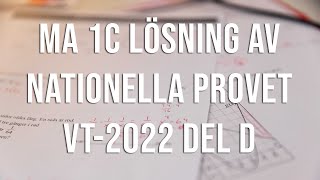 Matematik 1c  Nationella provet vt2022 del D [upl. by Marquita]