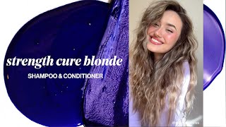 Pureology Strength Cure Blonde Shampoo  Conditioner  How To Tone Brassy Hair [upl. by Dlarej]