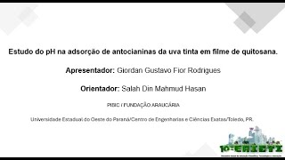 Estudo do pH na adsorção de antocianinas com filmes de quitosana  EAICTI 2024 [upl. by Itnavart504]