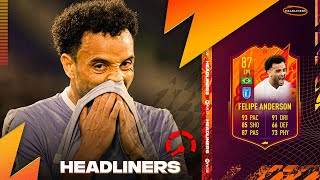 87 HEADLINERS FELIPE ANDERSON PLAYER REVIEW  FIFA 22 Ultimate Team [upl. by Ecire]