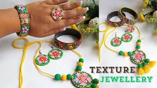 How to make Jewellery Set at HomeJewellery making at home Texture Jewellery [upl. by Gide]