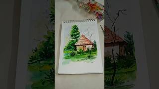 Simple Water Colour Painting ytshorts shorts easywatercolortutorial [upl. by Narcis]