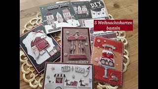 5 Weihnachtskarten basteln  DIY Card Making  Déco Time  Weihnachtsvorfreude [upl. by Babs971]