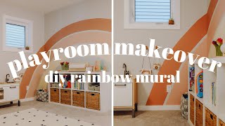 PLAYROOM MAKEOVER  DIY RAINBOW MURAL [upl. by Nalim90]