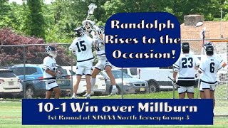 Randolph 10 Millburn 1  HS Boys Lacrosse  North Group 3 1st Round  Mark Manolis 4 goals [upl. by Kilk]