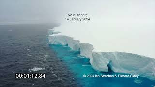 Iceberg A23a  Drone footage of the largest iceberg on earth eroding in the Southern Ocean [upl. by Eustazio518]