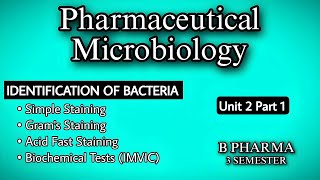 IDENTIFICATION OF BACTERIA  STAINING TECHNIQUE  BIOCHEMICAL TESTS  U2  MICROBIOLOGY  B PHARMA [upl. by Gregoire]