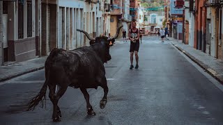 Toros ultima tarde Barrio San Joaquin  Toro de calle  Onda [upl. by Uaerraj]