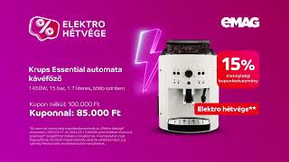 Elektro hétvége az eMAGon Krups Essential kávéfőző 15 mennyiségi kuponkedvezménnyel 85000 Ft [upl. by Ardnaxila]