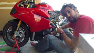 How to change your oil and oil filter on a Ducati Panigale 1299 1199959 899 [upl. by Slorac]