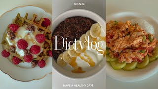 dietvlog 🧇 Matcha oatmeal waffles Geek yogurt bowl Char siu chicken drumsticks Scrambled eggs [upl. by Moser]