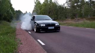 Bmw e46 328ci 3quot exhaust sound  burnout [upl. by Ardnua]