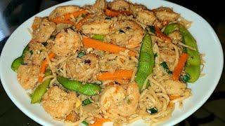 Homemade Shrimp Lo mein  Seafood chow mein [upl. by Joe]