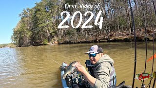 First Video of 2024  Kayak Bass Fishing [upl. by Eidnahs]