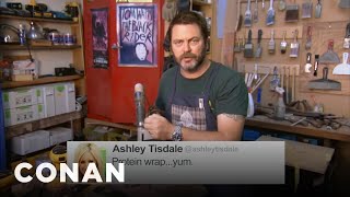 Nick Offerman Reads Tweets From Young Female Celebrities Vol 5  CONAN on TBS [upl. by Solitta876]