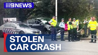 Teens in custody after joyride in allegedly stolen ute  9 News Australia [upl. by Thevenot]