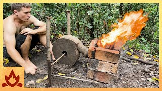 Primitive Technology One Way Spinning Rope Stick Blower [upl. by Nageet]