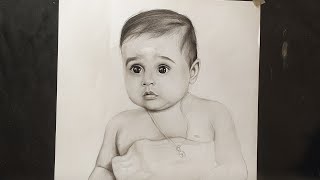 How to draw a baby  charcoal pencil drawing  Realistic pencil art [upl. by Orgalim]